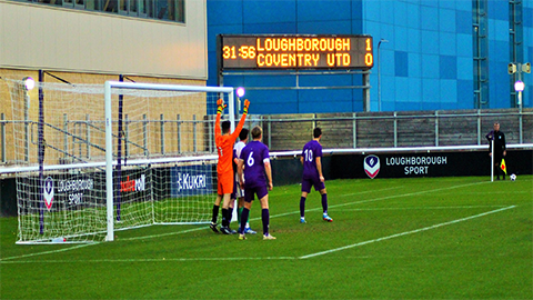 Loughborough University were leading 1-0 before the game was abandoned in the 49th minute.